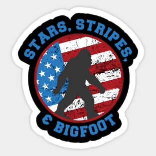 Patriotic Bigfoot- Stars, Stripes & Bigfoot 4th of July Sticker